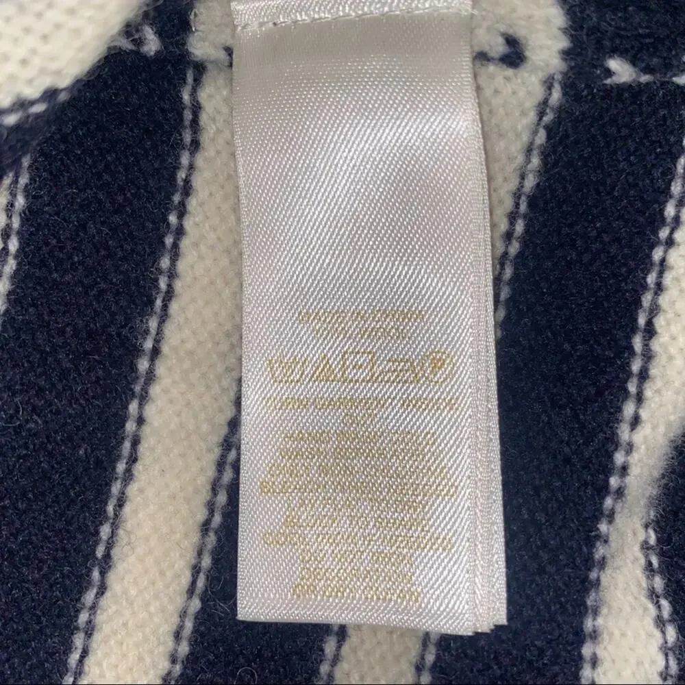 Kate Spade Embellished Striped Wool Navy Sweater M